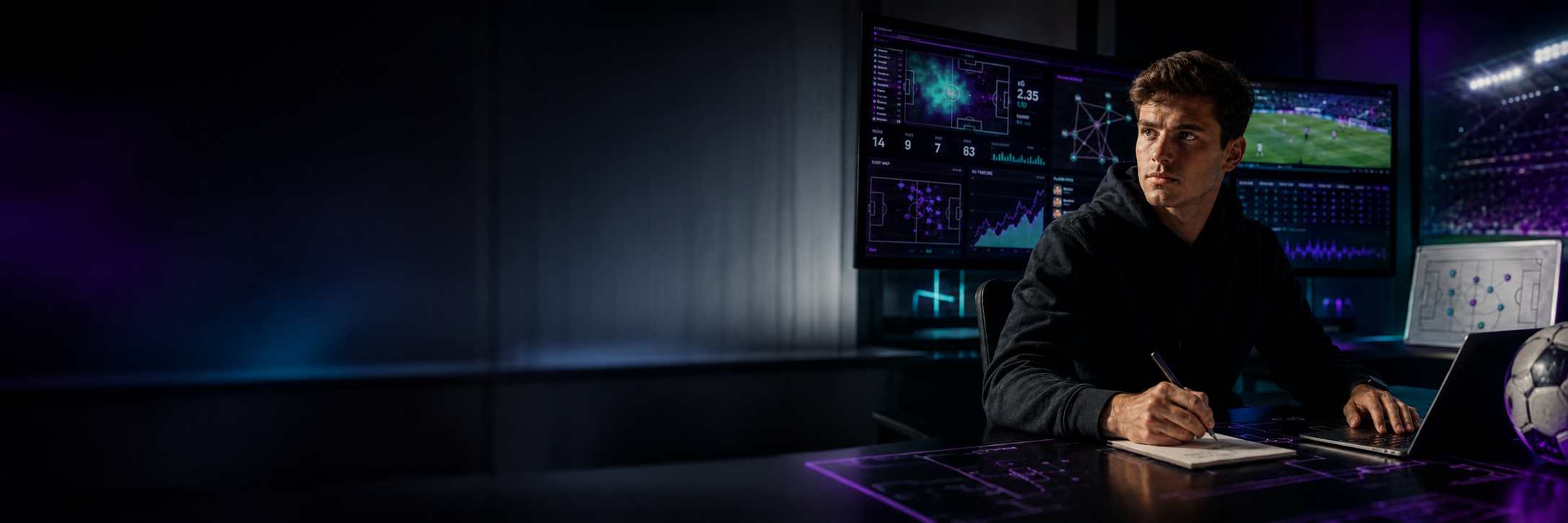 Football analyst working with sports data