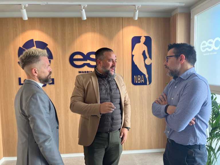 Representatives of Sports Data Campus and ESC LaLiga and NBA discussing their collaboration