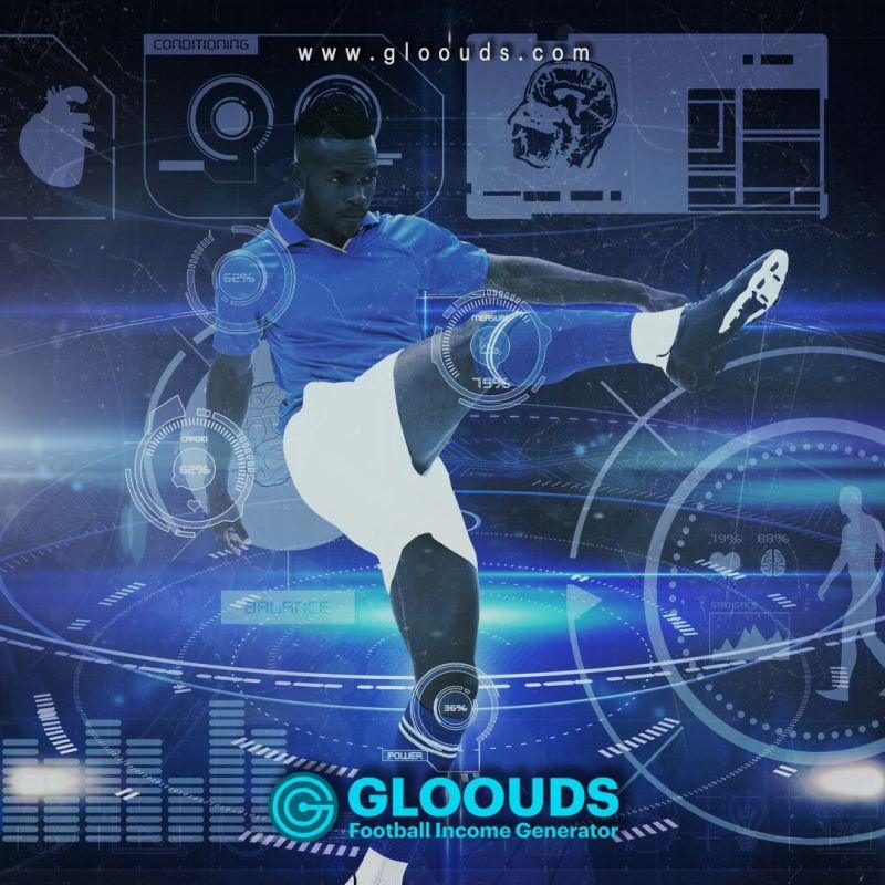 Gloouds football player graphic illustrating technology-assisted player development